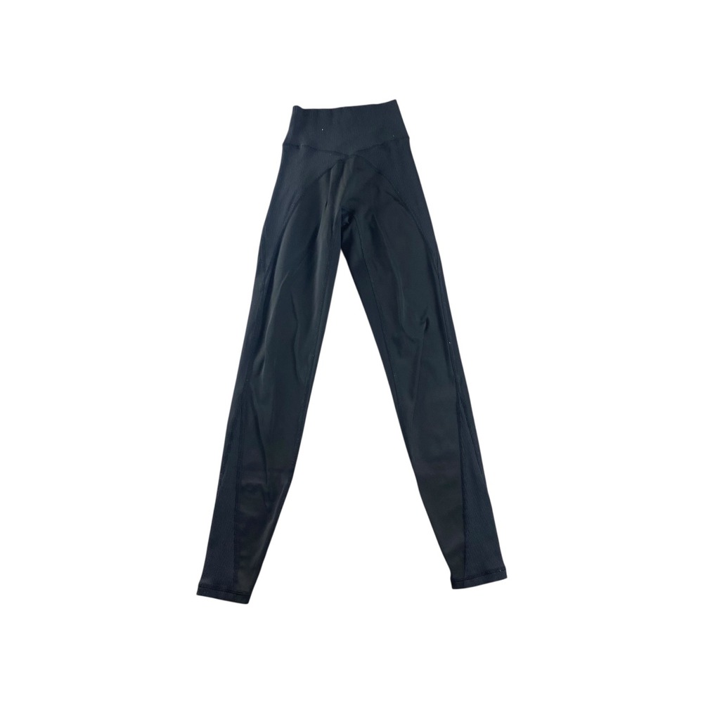 Aerie OFFLINE Goals High Waisted 7/8 Leggings Black XS Ribbed Waistband Athletic